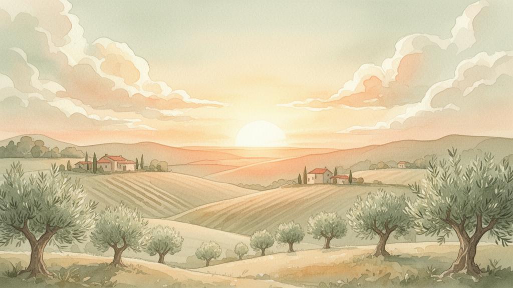 Атмосфера поддержки и надежды — восход солнца над средиземноморским пейзажем, символизирующий новые начинания